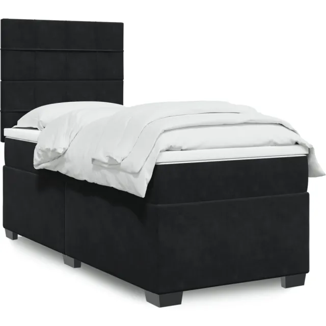 vidaXL Boxspring met matras fluweel zwart 90x200 cm