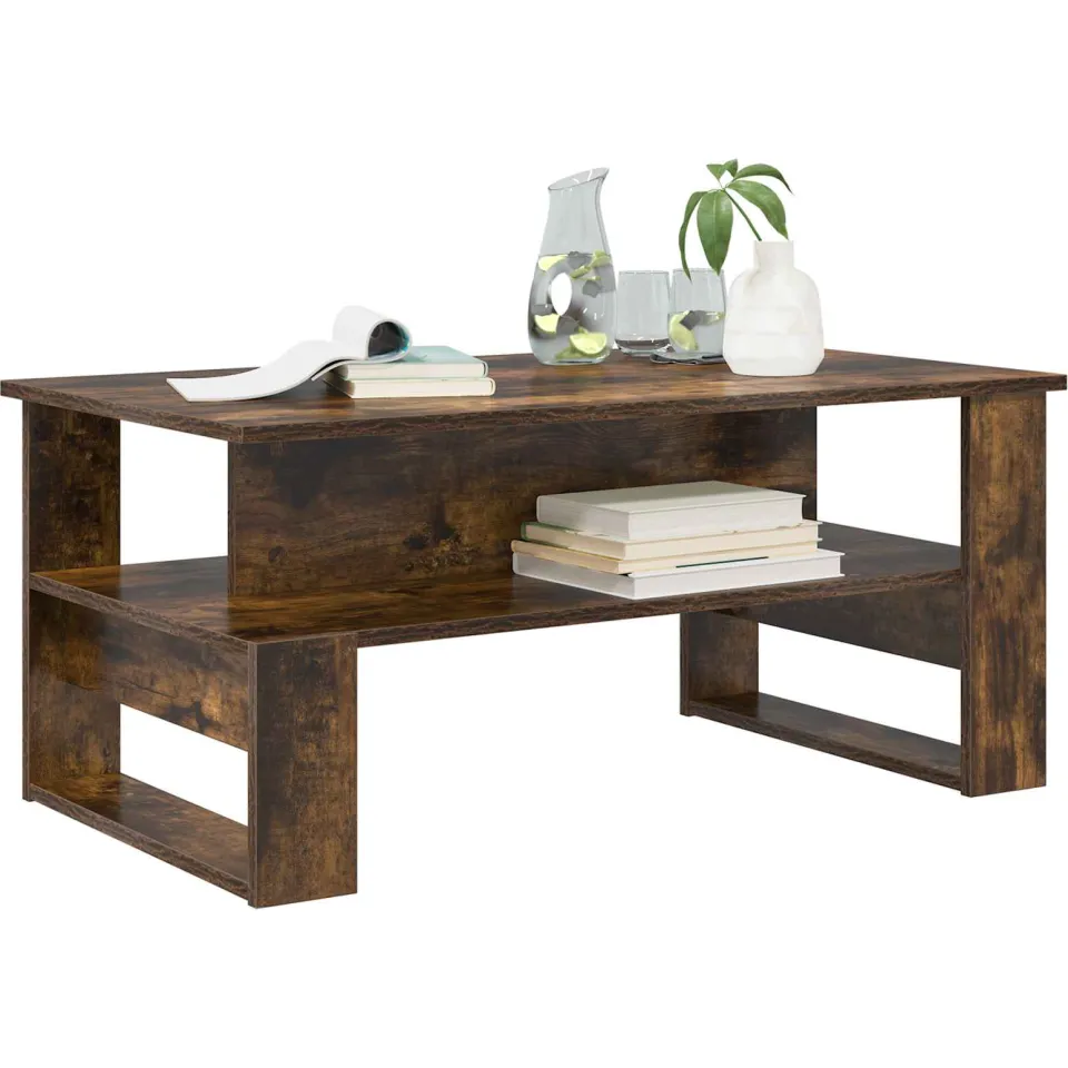 vidaXL Salontafel Gerookt eiken 90 x 50 x 40 cm Bewerkt hout Bruin