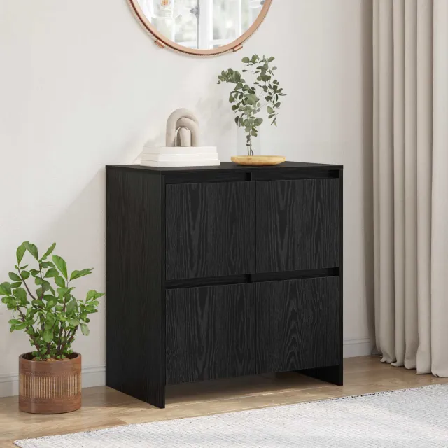 vidaXL Dressoir Zwart Eiken 70 x 41 x 75 cm Bewerkt hout, foto 2