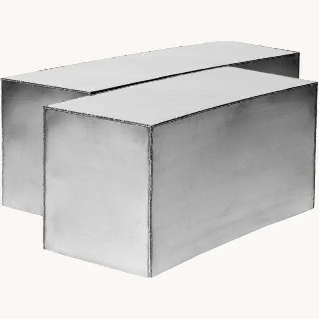 Ferm Living Salontafels Ferra van edelstaal, 2-delig Zilverkleurig