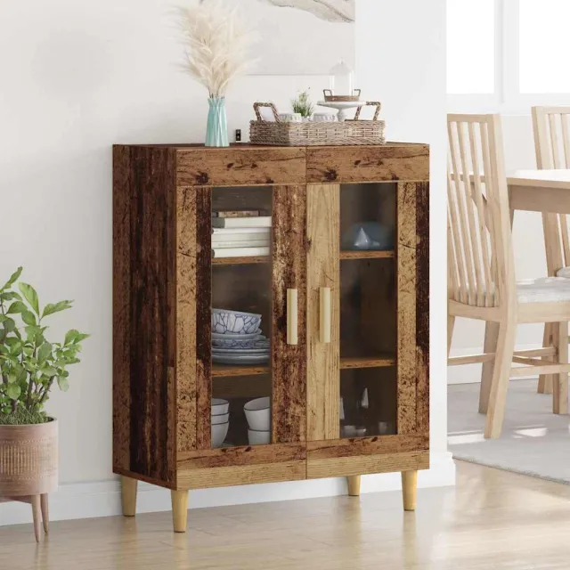 vidaXL Dressoir Oud Hout 69,5 x 34 x 90 cm Bewerkt hout bruin, foto 2