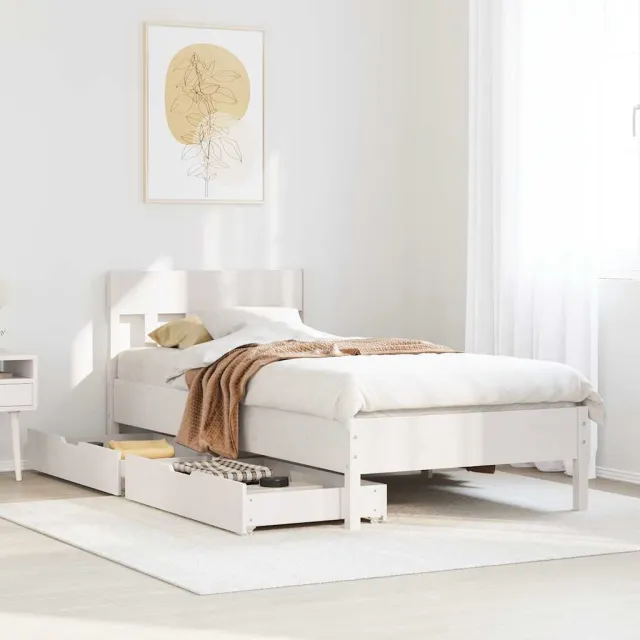 vidaXL Bedframe zonder matras massief grenenhout wit 90x200 cm