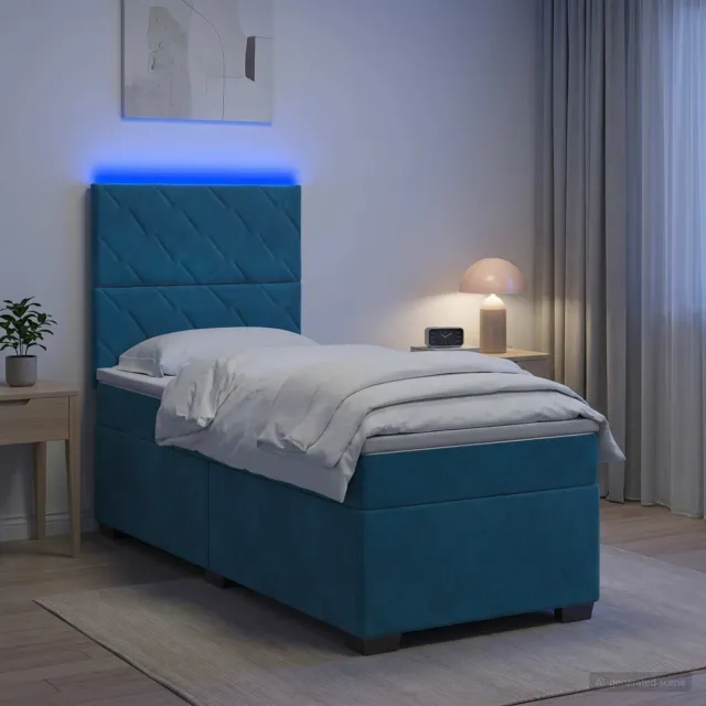vidaXL Boxspringbed met matras Blauw 90 x 200 cm Fluweel
