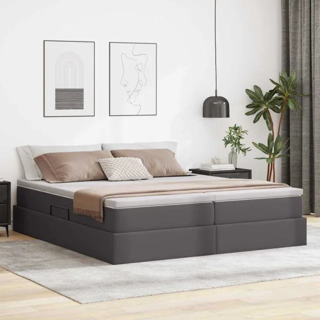 vidaXL Opbergbed met matras met opslag Grijs 180 x 200 cm Nep Leer