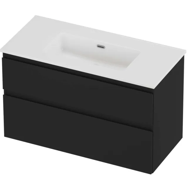 Proline Tribute Badmeubelset Porselein Elegant Zonder Kraangat 100x46x62 cm Glans Wit Mat Zwart