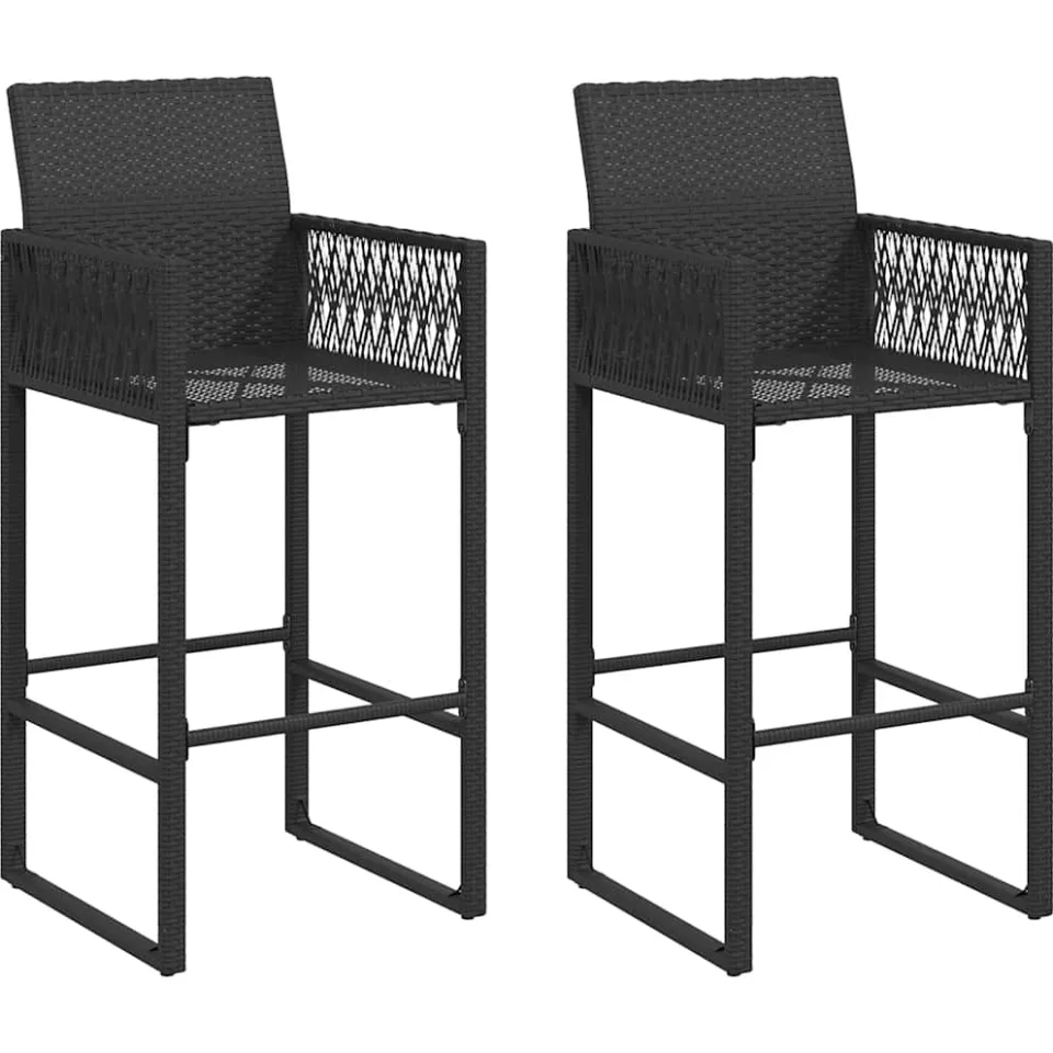 vidaXL 3-delige Tuinbarset zonder kussens poly rattan acacia zwart, foto 4