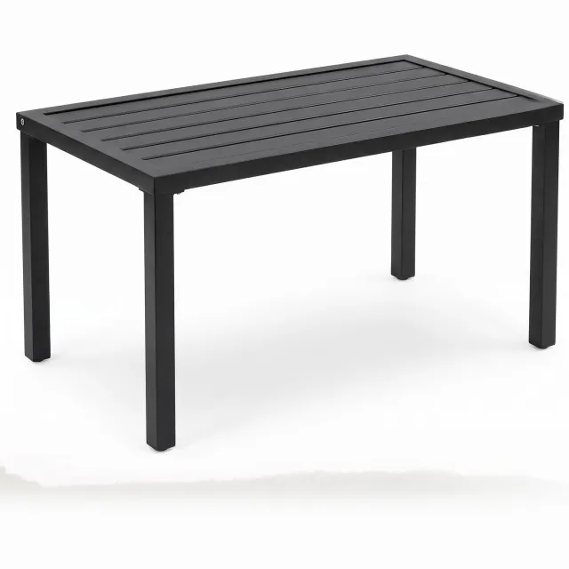 Triumpunpre Salontafel voor Buiten / Tuintafel 90 x 49,5 x 46 cm - Met Verstelbare Voetjes & Weerbestendig Metalen Frame - Zwart - Voor Tuin, Balkon & Terras