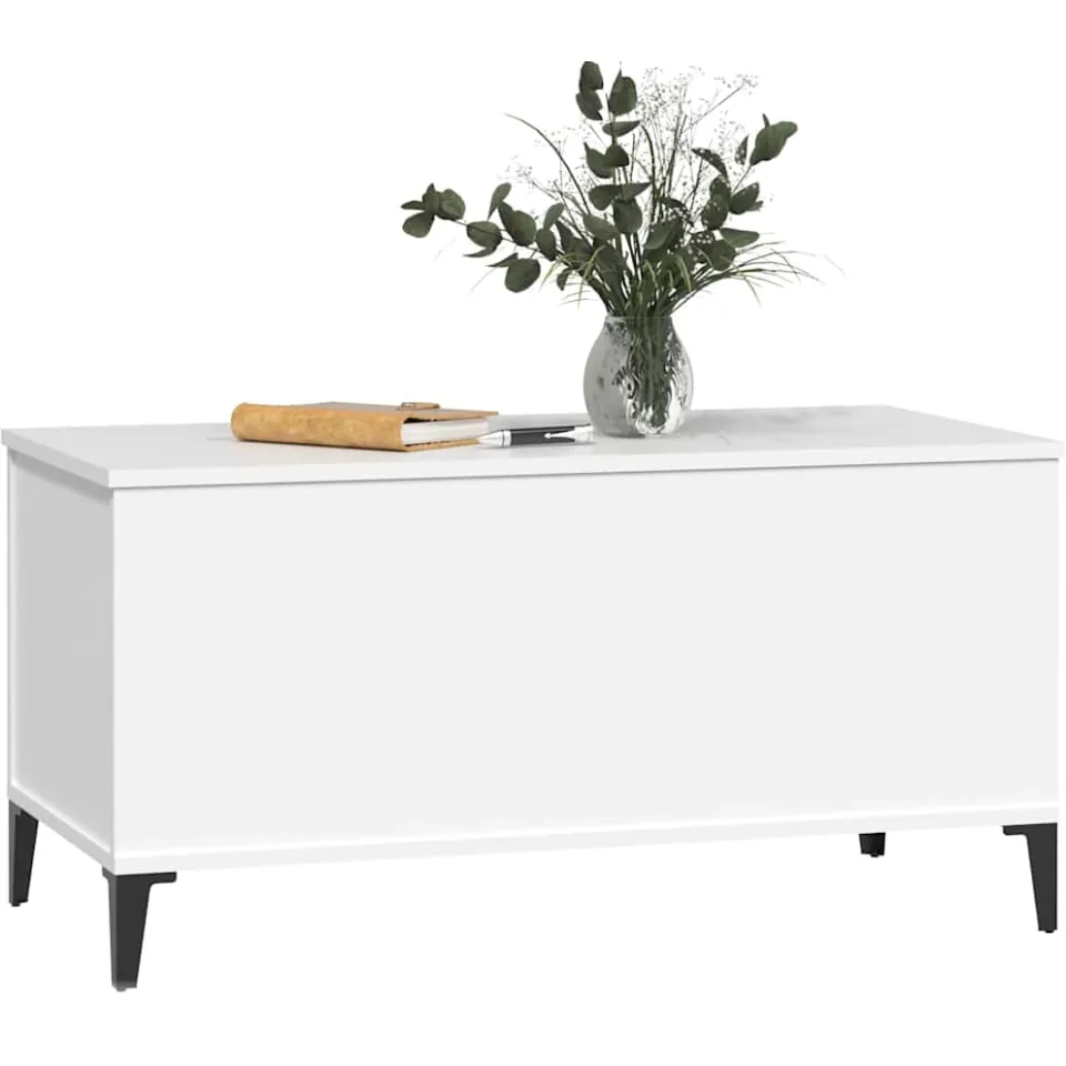 vidaXL Salontafel 90x44,5x45 cm bewerkt hout wit, foto 2