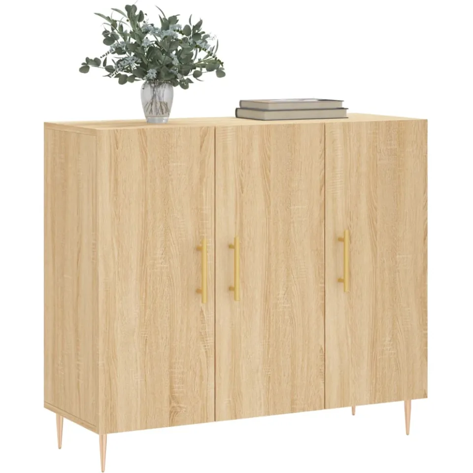 vidaXL Dressoir 90x34x80 cm bewerkt hout sonoma eikenkleurig, foto 3