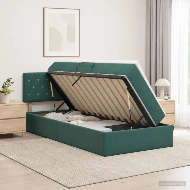 vidaXL Opslag bed met hoofdeinde Donkergroen 90 x 200 cm Fluweel