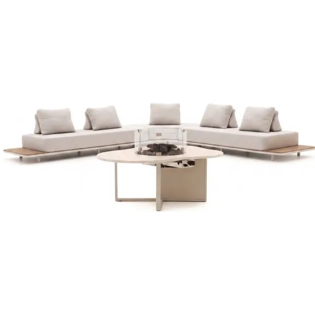Bellagio tuinmeubelen Bellagio San Lupo/Cosiloft Novi hoek loungeset met vuurtafel 4-delig Taupe