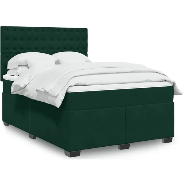 vidaXL Boxspring met matras fluweel donkergroen 140x190 cm groen