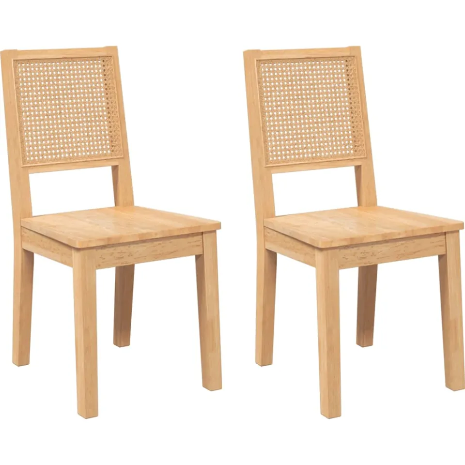 vidaXL Eetkamerstoelen 2 st massief hout rubber Bruin