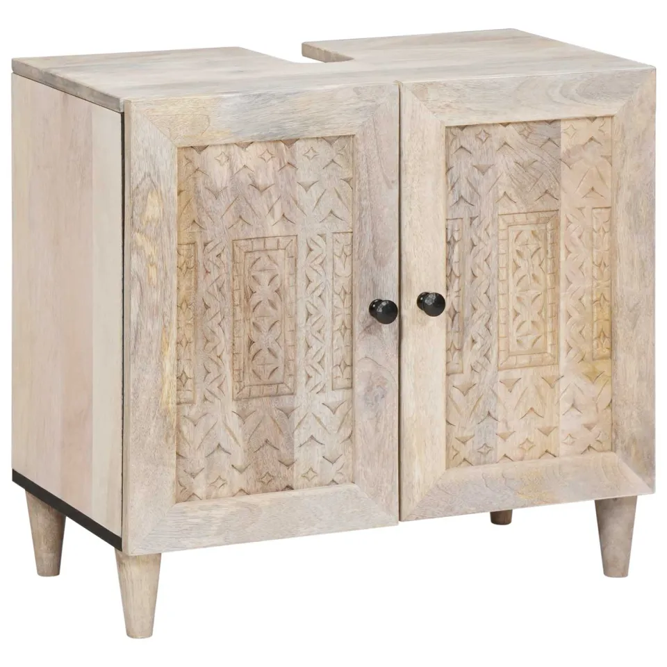 vidaXL Badkamermeubelset 3 st Wit Bewerkt hout, foto 3