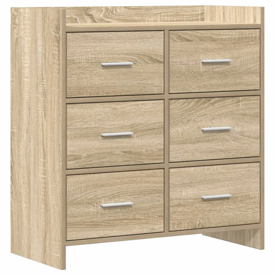 vidaXL Dressoir Sonoma Eiken 75 x 33 x 80 cm Bewerkt hout, foto 3