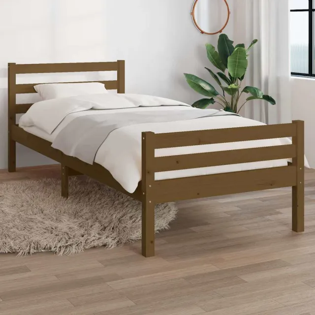 vidaXL Bedframe massief hout honingbruin 75x190 cm