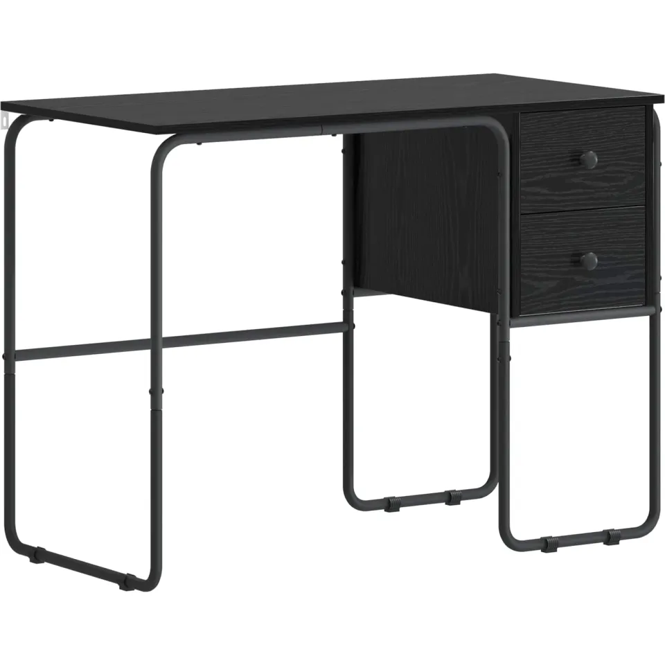 vidaXL Bureau met opbergruimte Zwart eiken 100 x 50 x 75 cm, foto 3