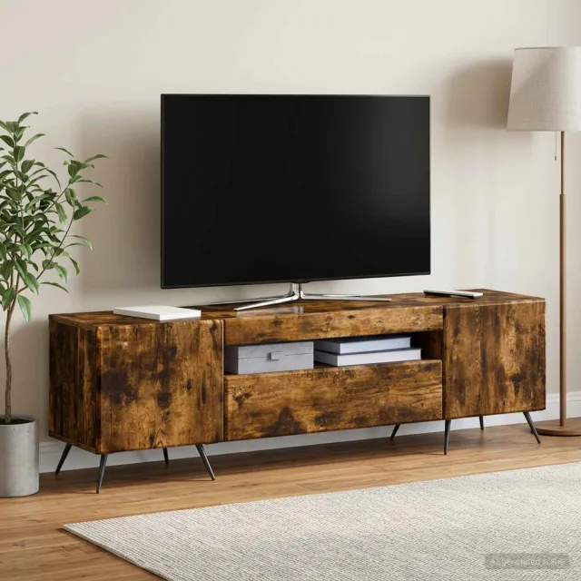 vidaXL LED tv-meubel Gerookt eiken Bewerkt hout, foto 2