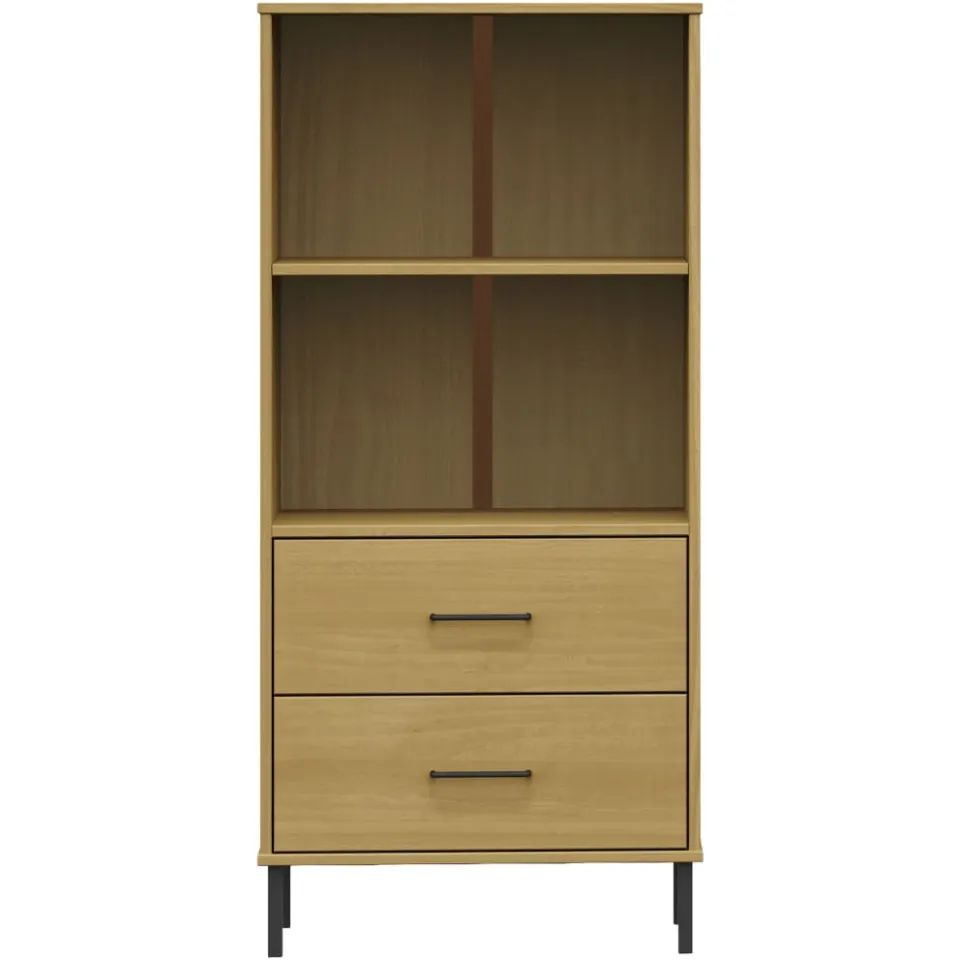 vidaXL Boekenkast met 2 lades OSLO 60x35x128,5 cm massief hout bruin