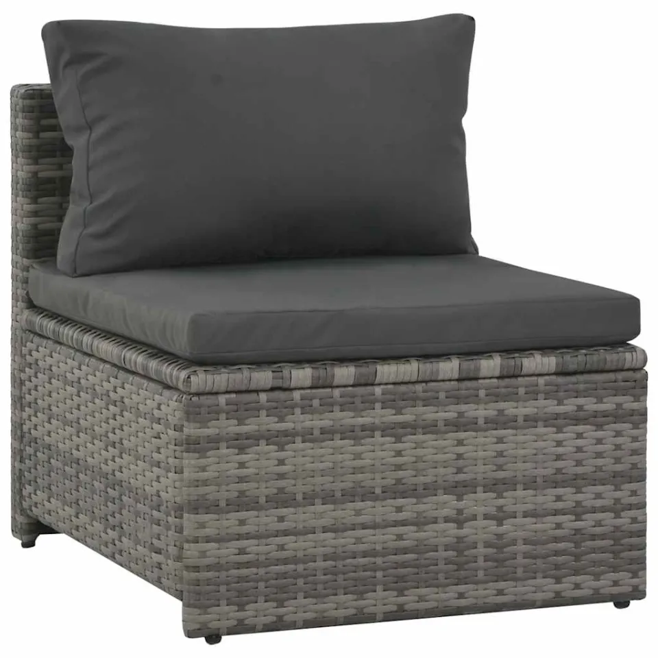 vidaXL Loungeset met kussens 6-delig poly rattan grijs, foto 4