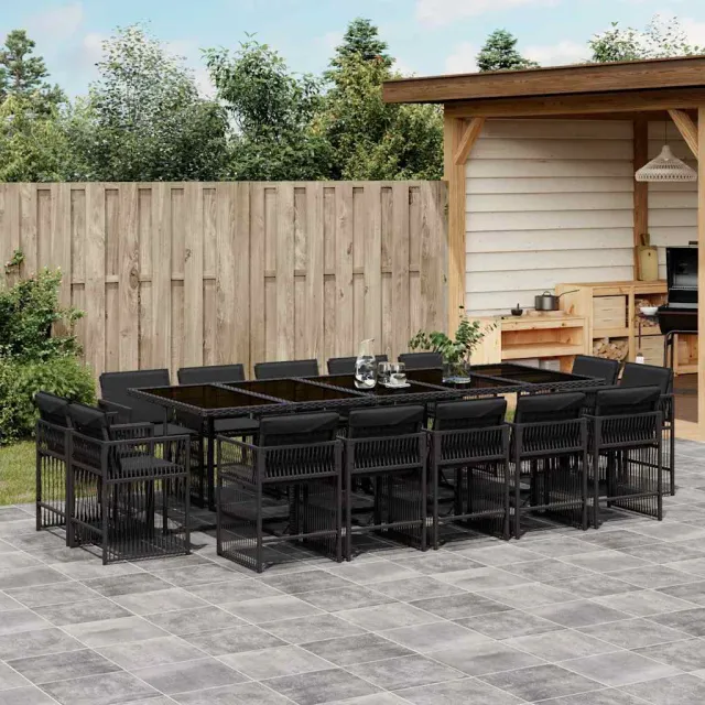 vidaXL 15-delige Tuinset met kussens poly rattan zwart, foto 2