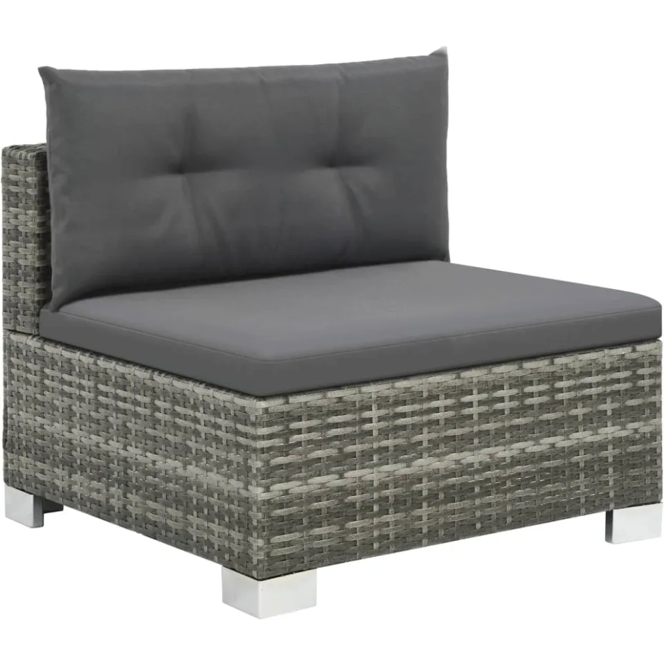 vidaXL 10-delige Loungeset met kussens poly rattan grijs, foto 3