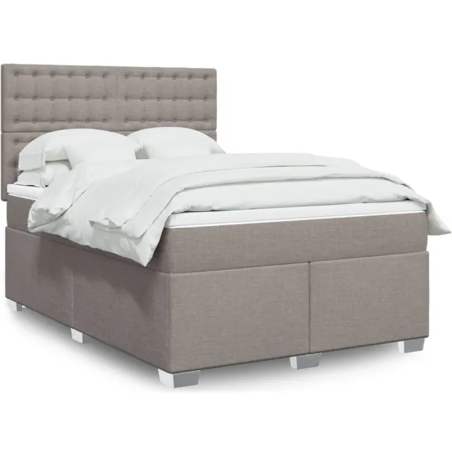 vidaXL Boxspring met matras stof taupe 160x200 cm