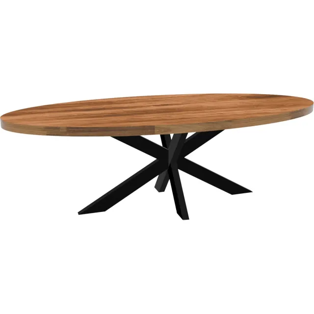 Lizzely Garden & Living Eettafel ovaal mangohout 240cm James lichtbruin ovale industriële tafel duurzaam mango eetkamertafel