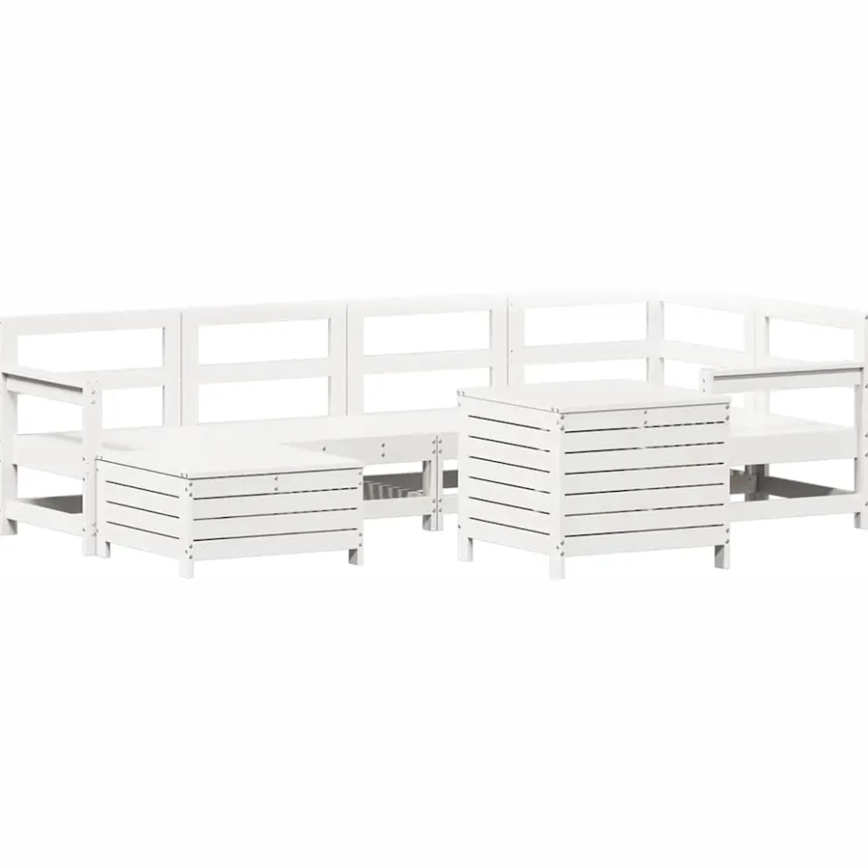 vidaXL 7-delige Loungeset massief grenenhout wit