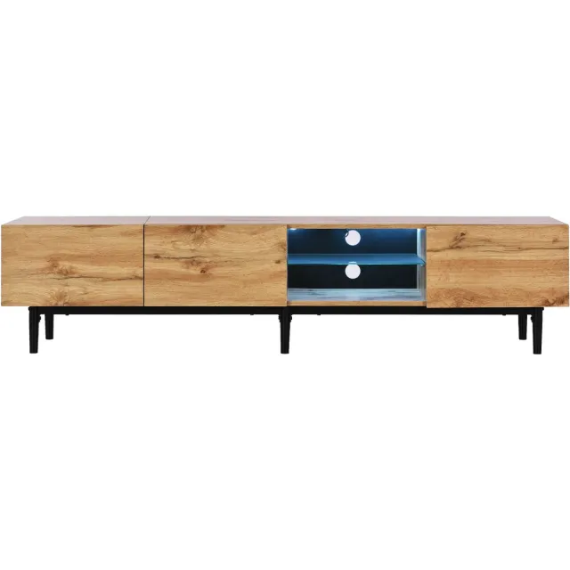 MEUBLE COSY TV Meubel - 175 cm Met 3 Deuren En Smart Led-Verlichting - Licht Eiken Beige