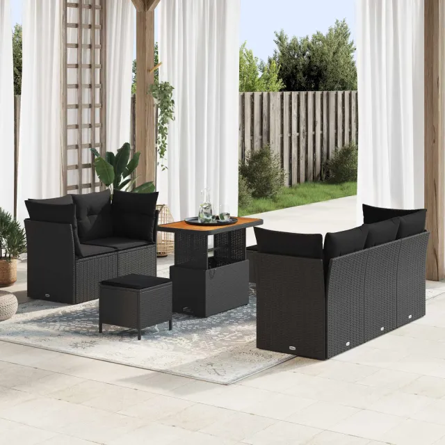 vidaXL Tuin Sofa Set 8 st Zwart poly rattan, foto 2