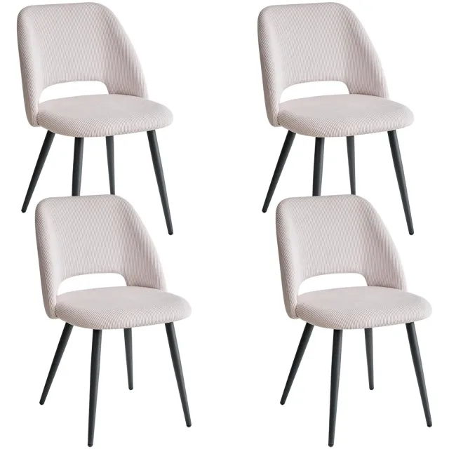 BrandstoneOnline Eetkamerstoelen - Stoel - Zetel - Stoelen - Set van 4 - Zachte zitting - Rib stof - 80.5x40x45cm - Zwart - Beige