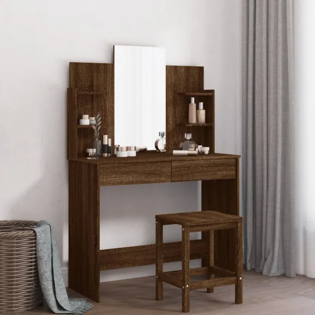 vidaXL Kaptafel met spiegel 96x39x142 cm bruin eikenkleur