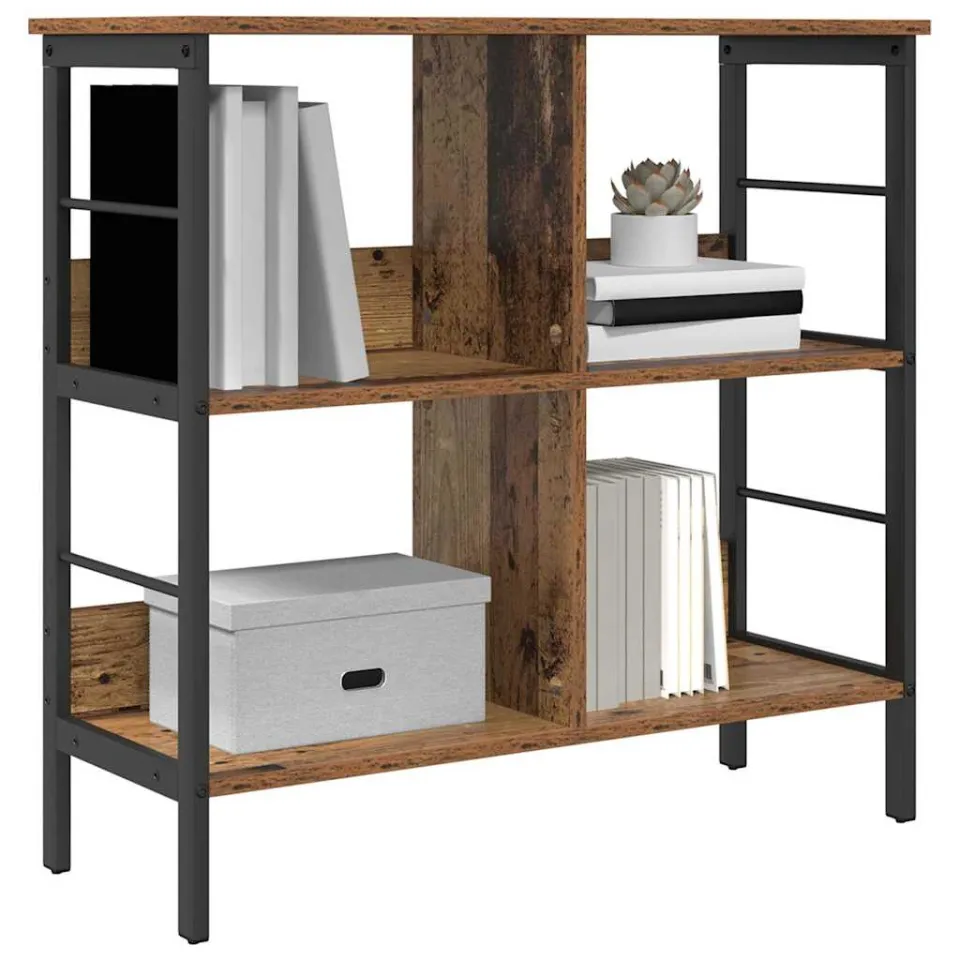 vidaXL Boekenkast 4-laags 82 x 32 x 79 cm Bewerkt hout Oud Hout Bruin
