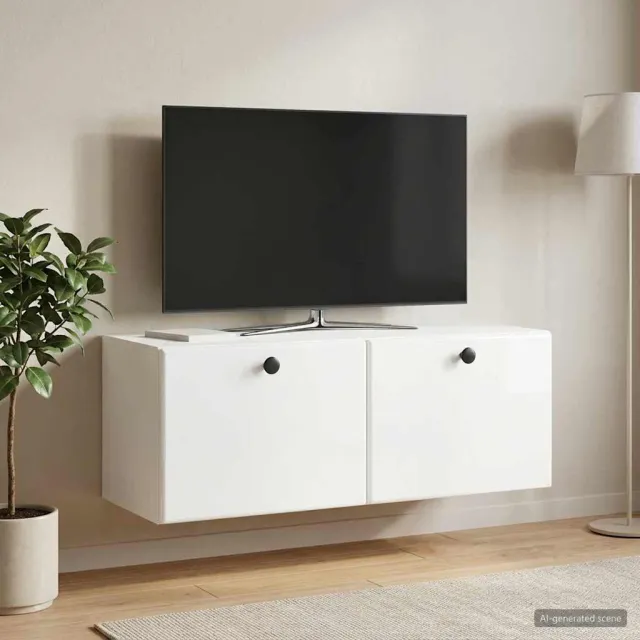 vidaXL Wandbeugel TV-kast 78,5 x 31 x 30 cm Hoogglans Wit Bewerkt hout
