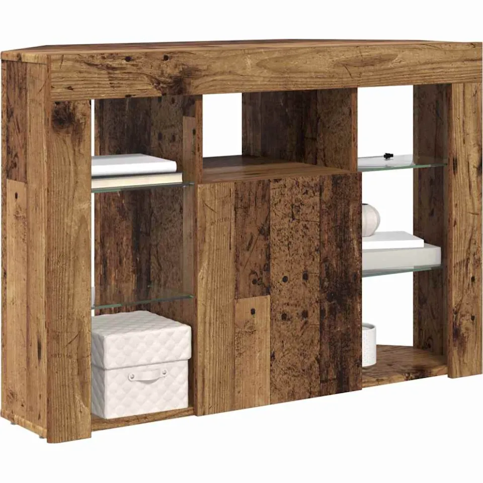 vidaXL Hoek LED TV Kast 100x40x68cm Oudhout Bewerkt hout Bruin