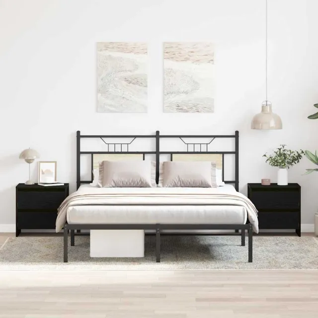 vidaXL Nachtkastje 2 st Zwart Eiken 45 x 34 x 44,5 cm Bewerkt hout, foto 2