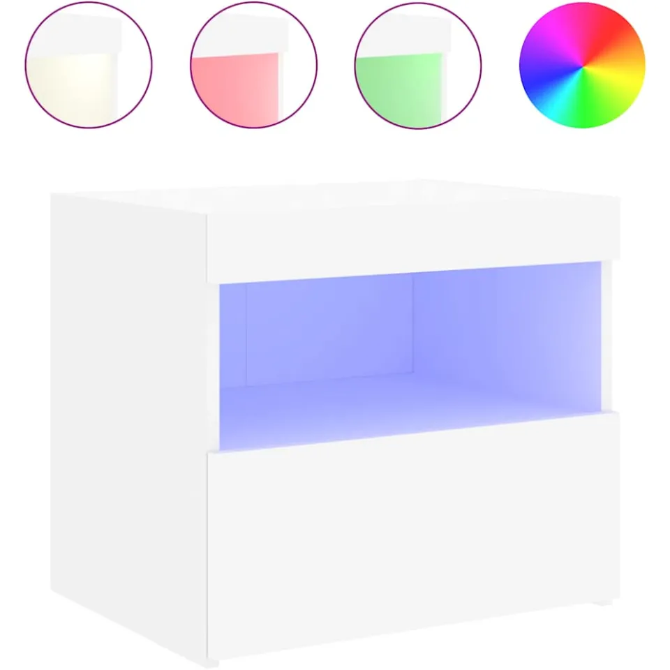 vidaXL Nachtkastje met LED-verlichting 50x40x45 cm wit, foto 3
