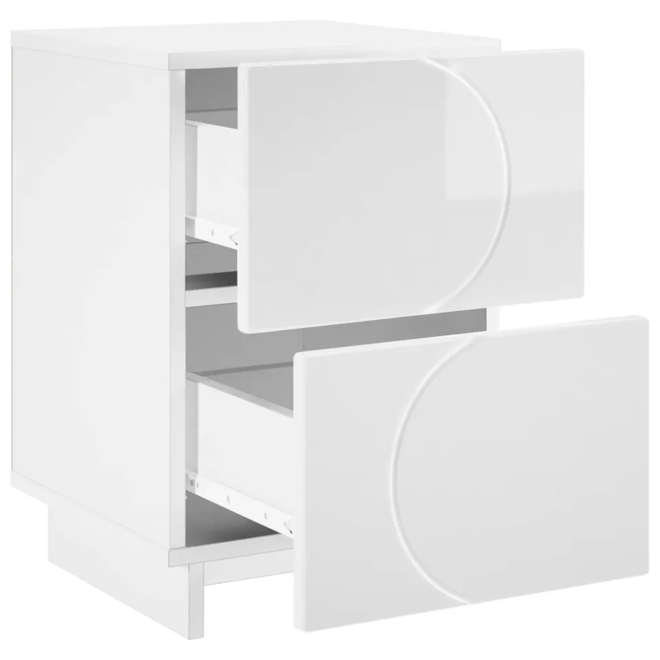 vidaXL Nachtkastje 2 st Hoogglans Wit 33,5 x 34,5 x 50 cm Bewerkt hout