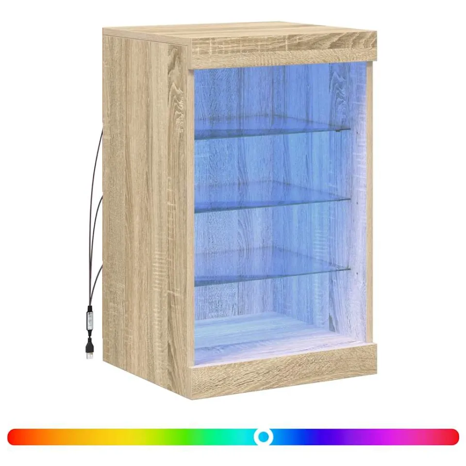 vidaXL Dressoir met LED-verlichting 41x37x67 cm sonoma eikenkleurig Bruin