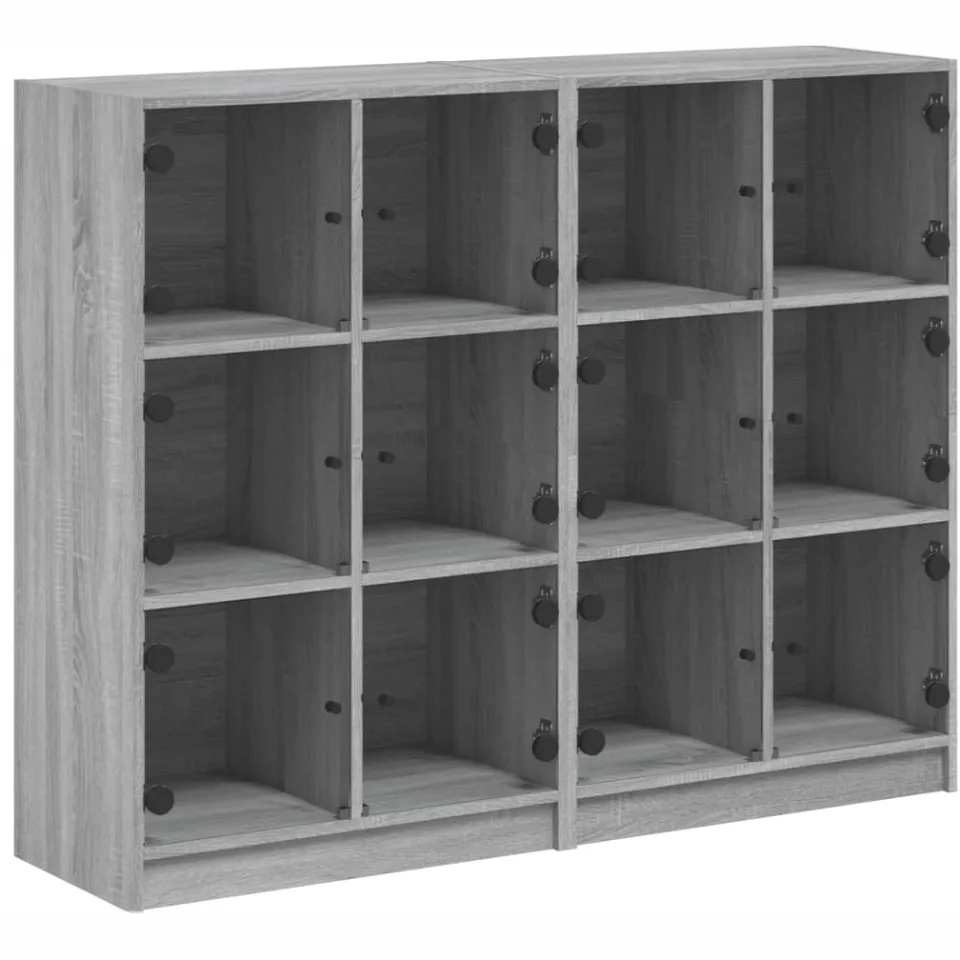 vidaXL Boekenkast met deuren 136x37x109 cm hout grijs sonoma eiken