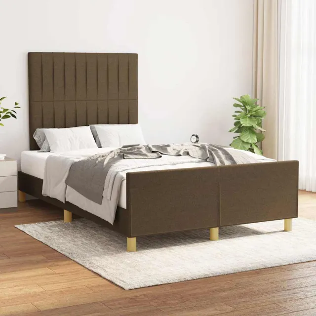 vidaXL Bedframe zonder matras 120x200 cm stof donkerbruin bruin