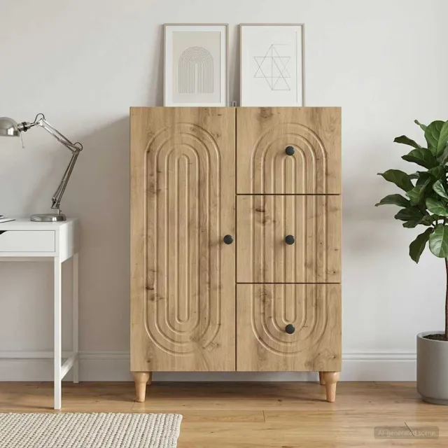 vidaXL Dressoir Artisanaal eiken 66 x 34,5 x 90 cm Bewerkt hout Bruin