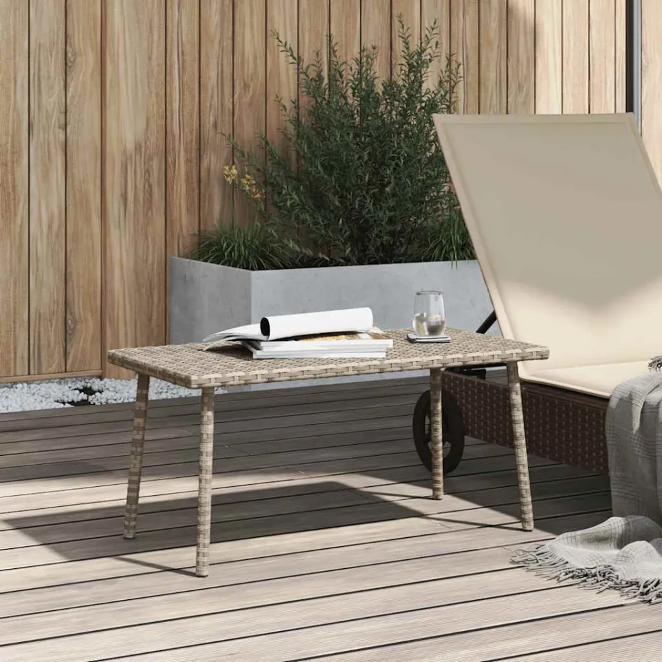 vidaXL Tuin salontafel rechthoekig 80x40x37 cm poly rattan lichtgrijs grijs, foto 3