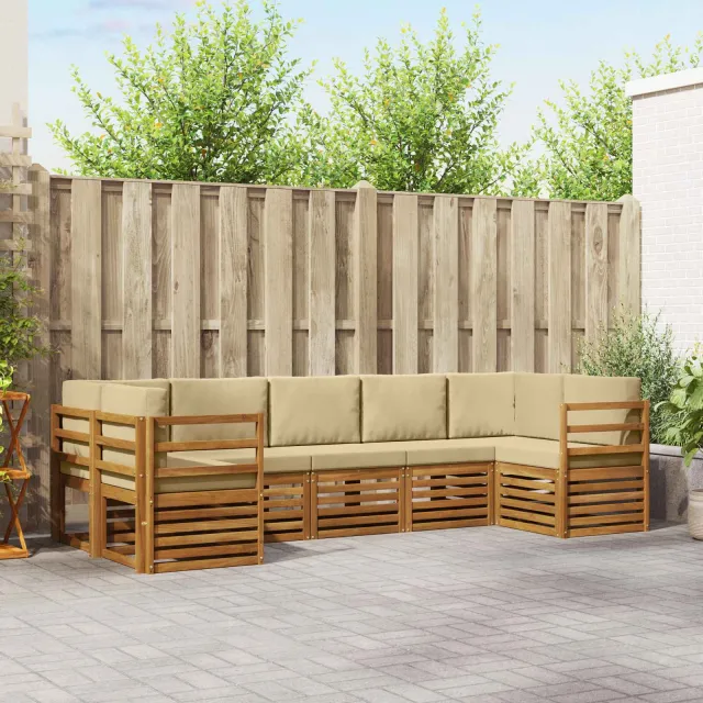 vidaXL Buiten bankenset 7 st 7-zits Natuurlijk en Beige