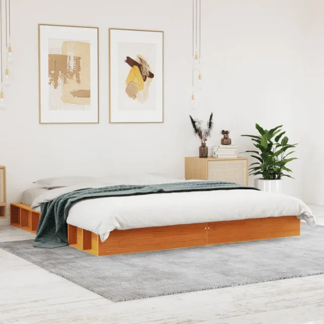 vidaXL Bedframe zonder matras massief grenenhout wasbruin 180x200 cm bruin