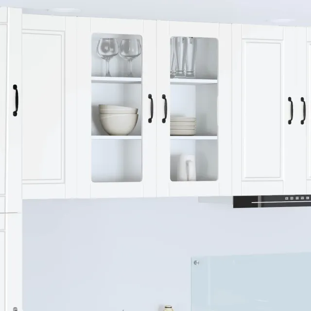 vidaXL Wandglas cabinet PORTO Wit 80 x 31 x 80 cm Bewerkt hout