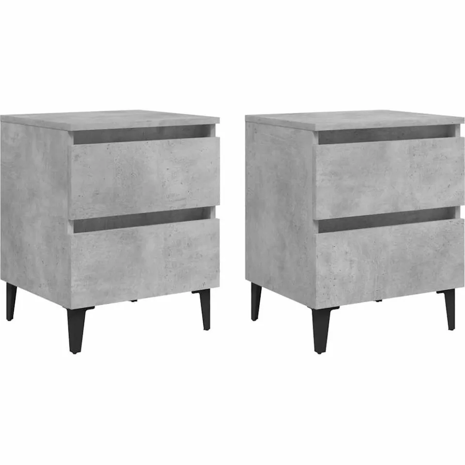 vidaXL Nachtkastjes 2 st 40x35x50 cm bewerkt hout betongrijs