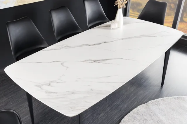 Invicta Interior Eettafel MILANO 180 cm wit marmer keramiek zwart metalen frame - 44766 Zie omschrijving