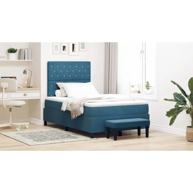 vidaXL Boxspring bed met hoofdeinde Donkerblauw 200 x 120 cm Fluweel